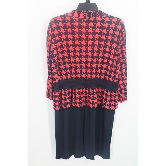 CHRIS MCLAUGHLIN DRESS SIZE 16W SMOCKED WAIST WITH PEPLUM LAYER HOUNDSTOOTH - Picture 4 of 6